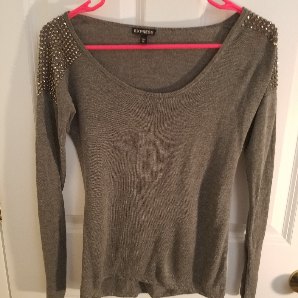Sparkle Studded Shoulder Express Sweater